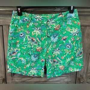 EUC Women’s TALBOTS Green Floral Print Linen Blend Shorts (10)